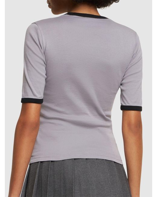 Courreges Gray T-shirt Aus Baumwolle Mit Kontrastdetails