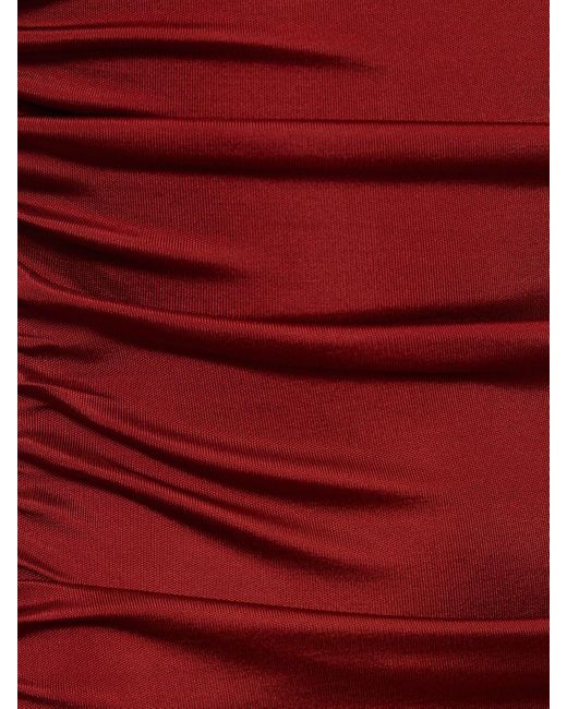 Robe mi-longue en jersey stretch drapé olimpia ANDAMANE en coloris Red