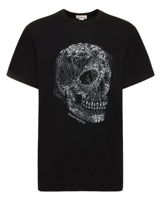 Camiseta de algodón Alexander McQueen de hombre de color Black