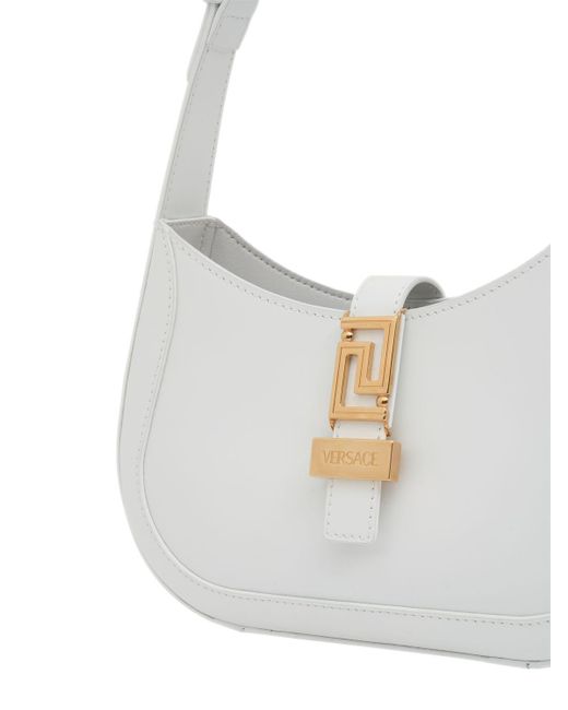 Versace White Small Leather Hobo Bag