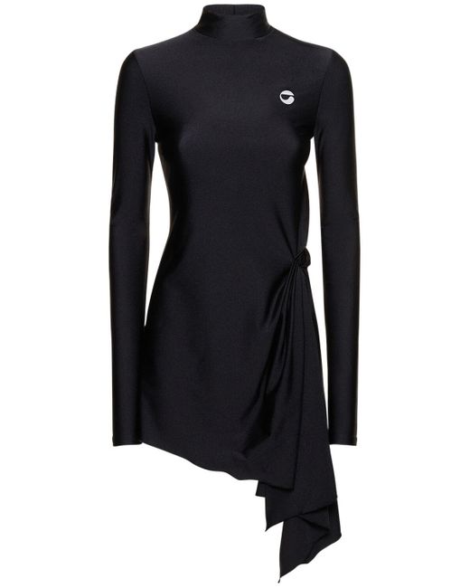 Coperni Black High Neck Draped Mini Dress