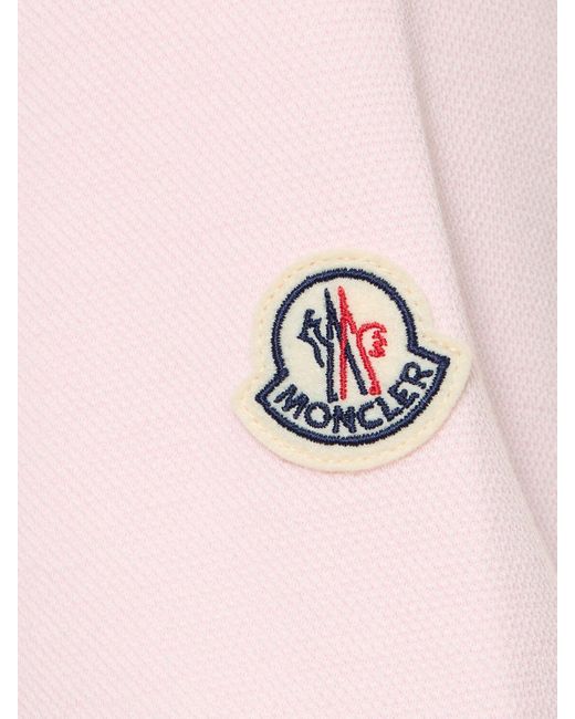 Polo in misto cotone piqué stretch di Moncler in Pink