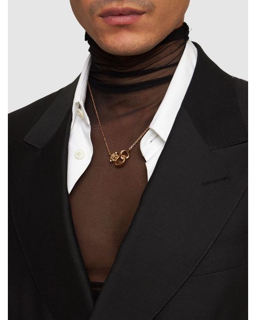 Versace Metallic Metal Necklace Logo Charm for men