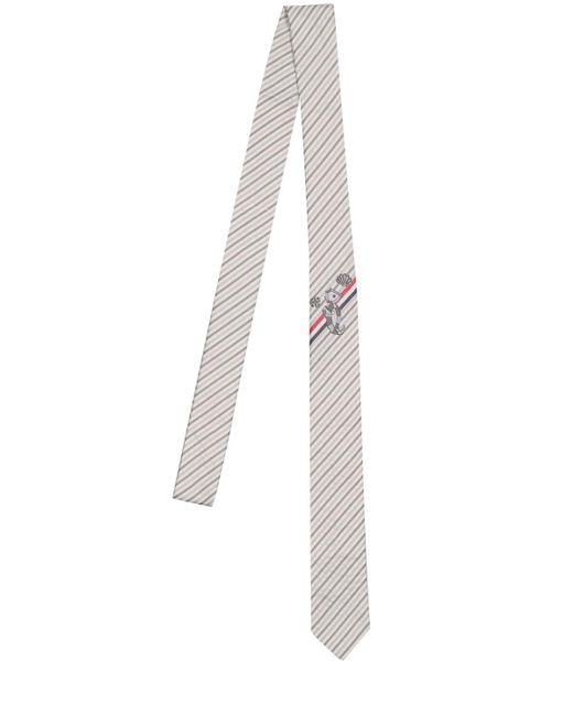 Cravatta in seta jacquard di Thom Browne in White da Uomo