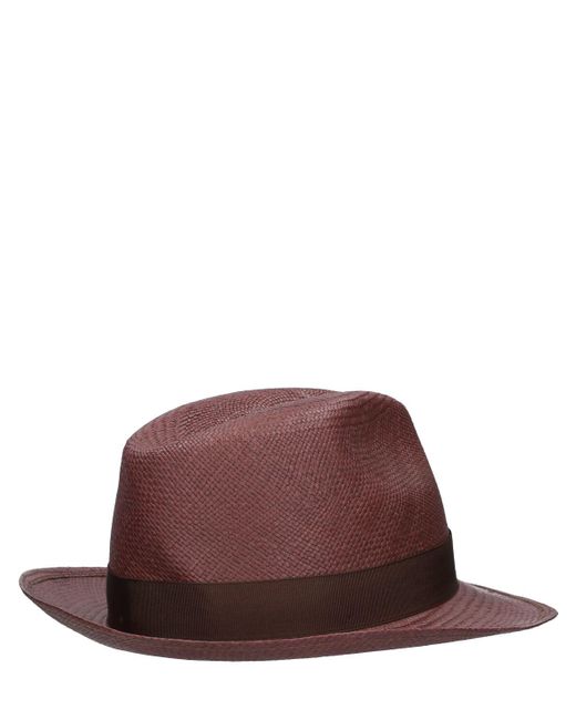 Chapeau panama en paille federico 6 cm Borsalino pour homme en coloris Brown