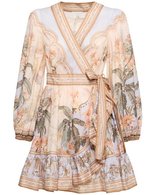 Zimmermann Wylie コットンミニラップワンピース Natural
