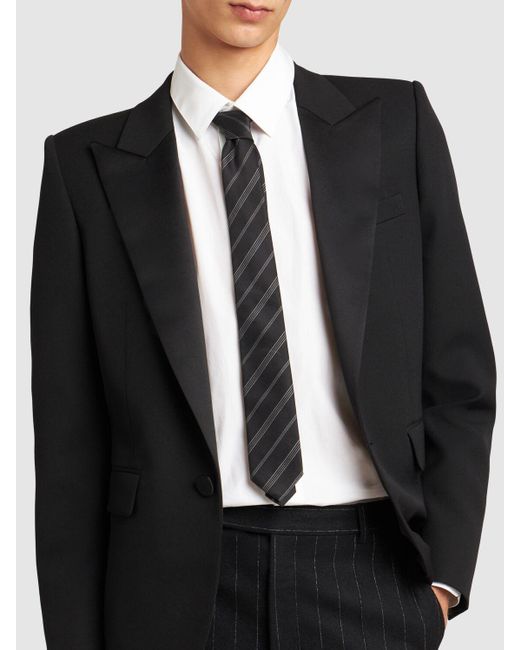 Corbata de seda 5cm Saint Laurent de hombre de color Black