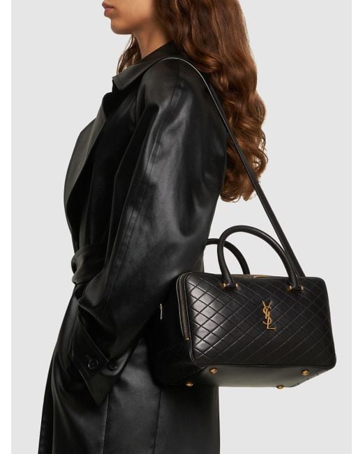 Saint Laurent Black Lyia Leather Duffle Bag