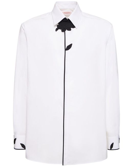 Chemise en coton à fleurs brodées Valentino pour homme en coloris White