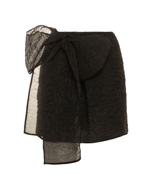CECILIE BAHNSEN Black Gigi Matelassé Bow Mini Skirt