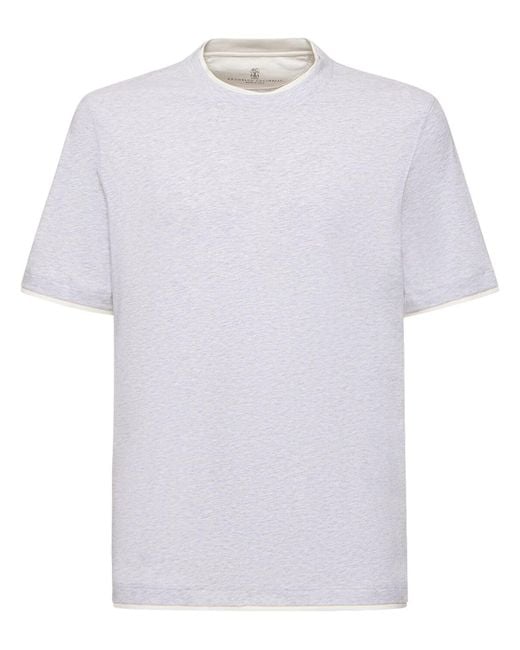 Camiseta de algodón jersey Brunello Cucinelli de hombre de color White