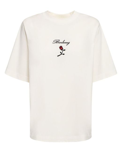 Burberry White Logo Short Sleeve Jersey T-shirt