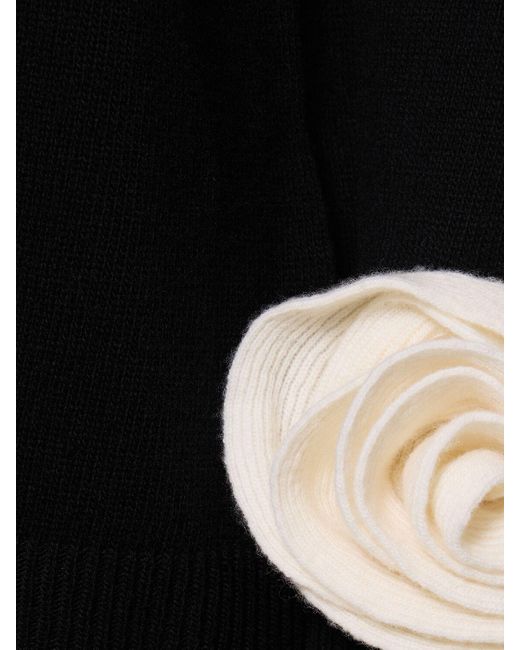Pull-over en maille de laine avec col et roses Valentino en coloris Black
