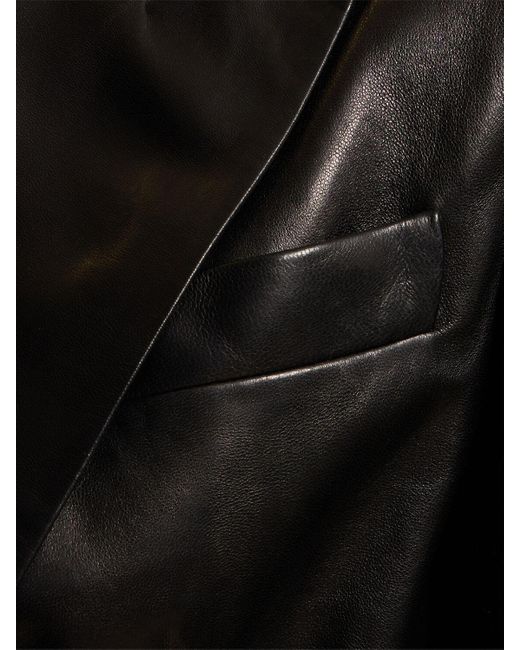 Brunello Cucinelli Black Single Breasted Leather Jacket