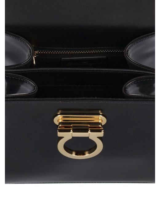 Ferragamo Black Iconic Leather Top Handle Bag