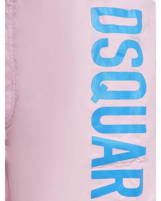 DSquared² Pink Logo Midi Swim Shorts for men