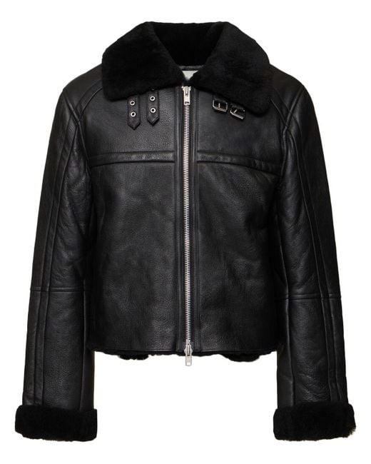Entire studios Black Shearling Jacket for men