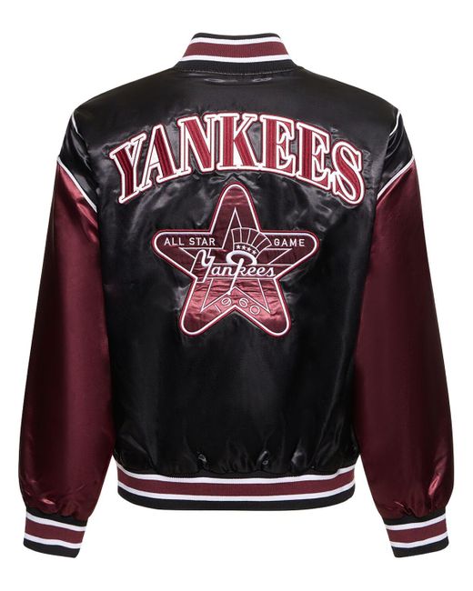 KTZ Black Mlb Ny Yankees Satin Varsity Jacket for men