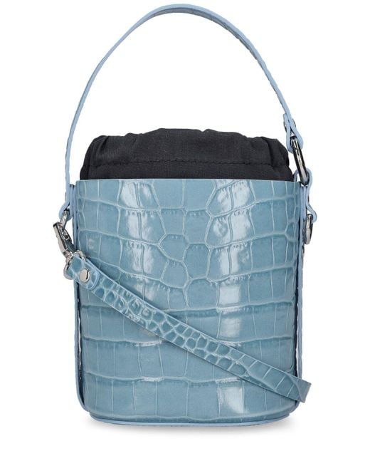 Vivienne Westwood Blue Daisy Croc Embossed Leather Bucket Bag