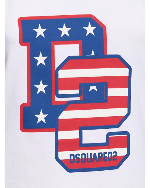 DSquared² White Usa Logo Printed Cotton Tank Top