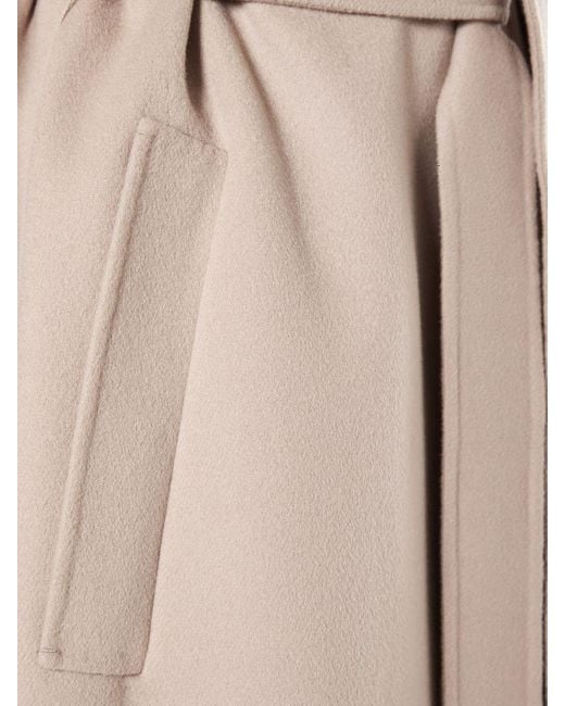 Abrigo largo de lana con cinturón Max Mara de color Natural