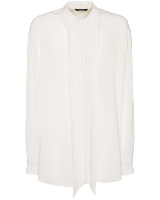 Dolce & Gabbana Hemd Aus Seiden-crepe De Chine in White für Herren