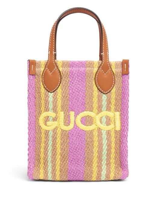 Gucci Pink Super Mini Canvas Bag W/ Logo