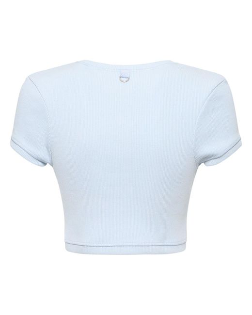 CANNARI CONCEPT Blue Sutton Ribbed Cotton Cropped T-Shirt