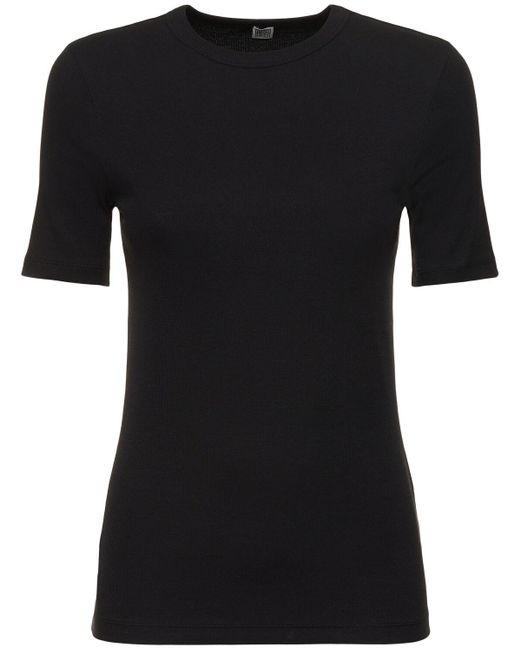 Totême  Black Classic Rib Cotton Jersey T-shirt