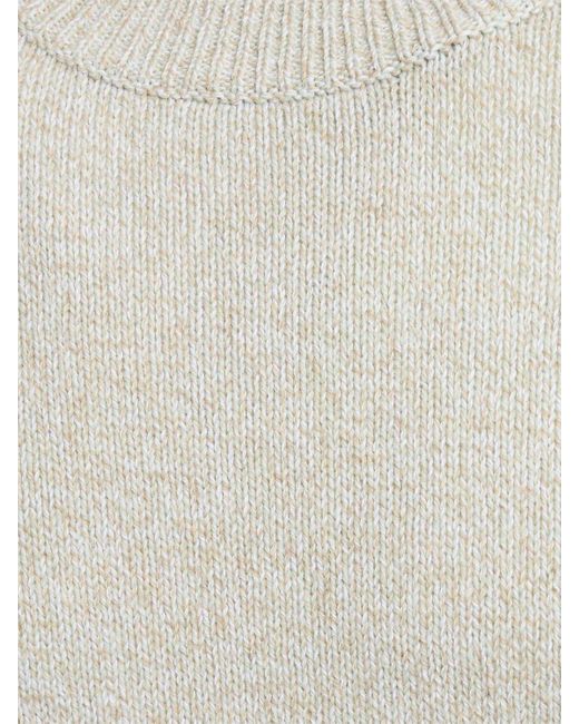 Loro Piana White Cotton & Cashmere Crewneck Sweater for men