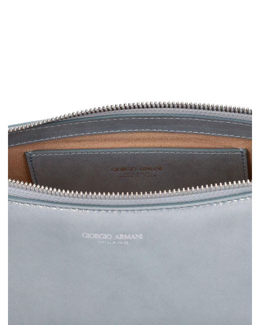 Giorgio Armani Gray Small Shiny Leather Shoulder Bag