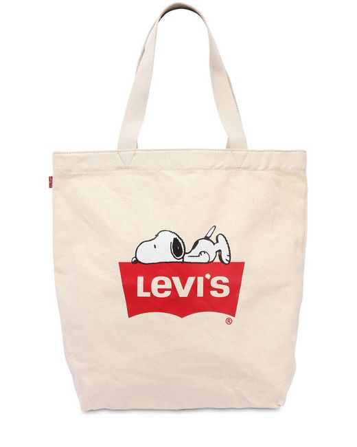 Levi's Multicolor Snoopy & Logo Printed Canvas Tote Bag