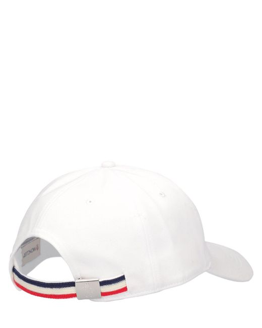 Moncler White Embroidered Logo Cotton Baseball Cap for men
