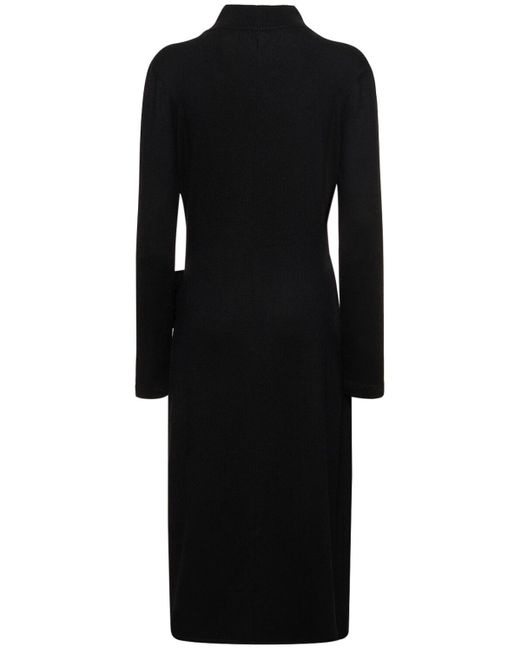 Magda Butrym Black Draped Wool & Silk Knit Mini Dress