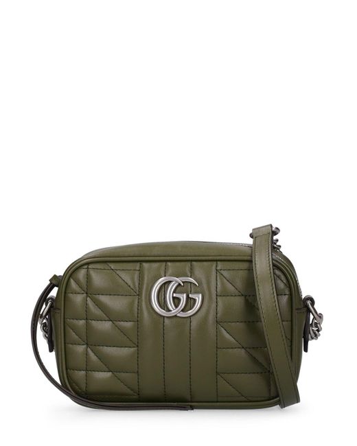 Gucci Leather Mini Gg Marmont Camera Bag in Green Lyst Australia