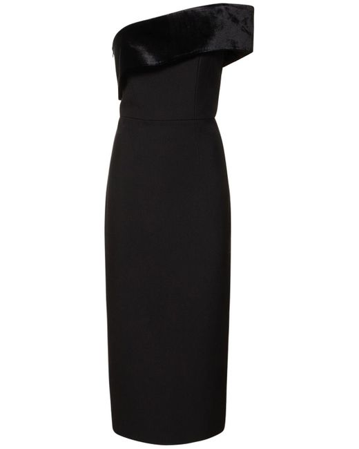 Roland Mouret Black Asymmetric Crepe Midi Dress
