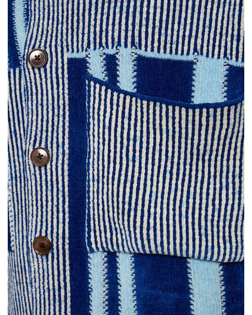 Ahluwalia Blue Benoit Viscose Knit Short Sleeved Shirt for men