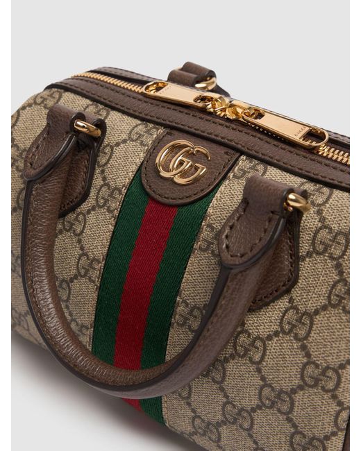 Gucci Metallic Mini Ophidia Gg Canvas Top Handle Bag