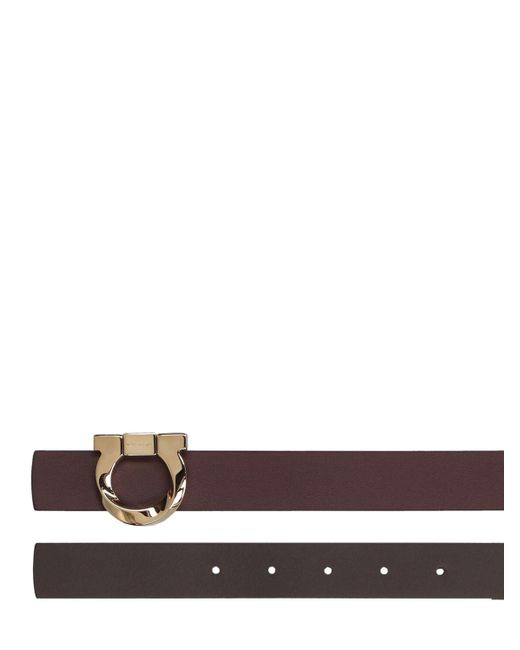 Cinturón de piel reversible 2,5cm Ferragamo de color Brown