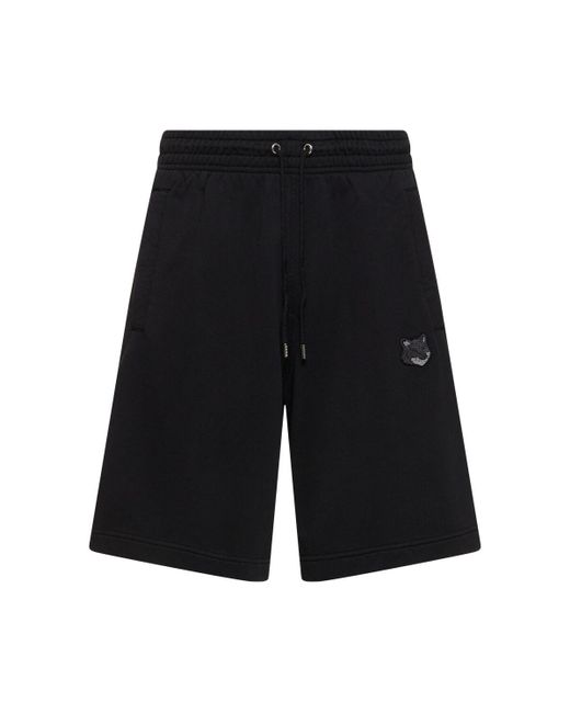 Maison Kitsuné Black Bold Fox Head Patch Oversize Jog Shorts for men
