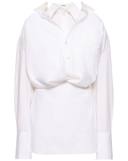 Vestido corto de algodón Interior de color White