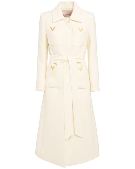 Valentino Natural Damen Midimantel Mit Taschen Und Gürteln