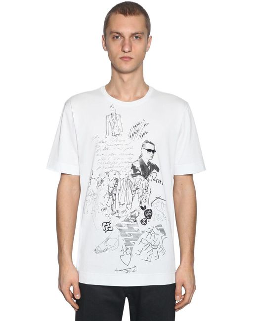 Fendi White Karl Kollage T-shirt for men