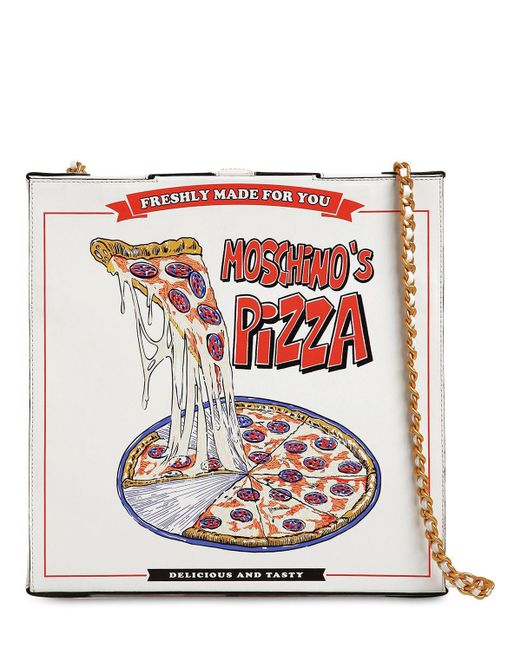 Moschino White Schultertasche Aus Leder "pizza Box"