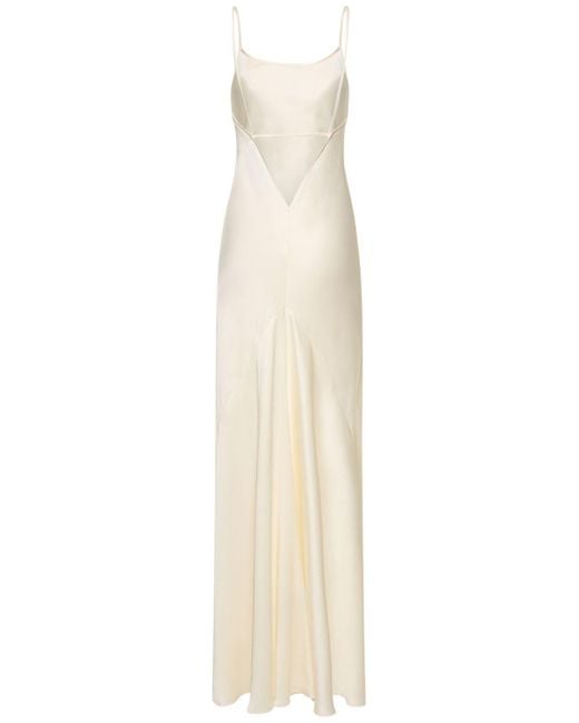 Victoria Beckham White Cami Floor-Length Viscose Blend Dress
