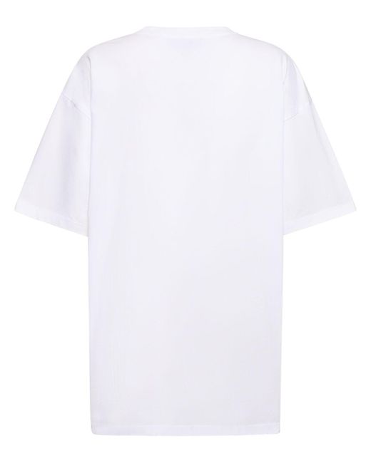 T-shirt in jersey di cotone con logo di Moschino in White