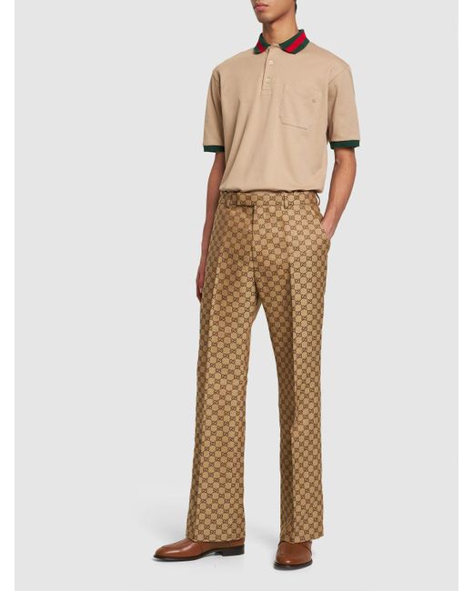 Gucci Natural Summer gg Supreme Linen Blend Pants for men
