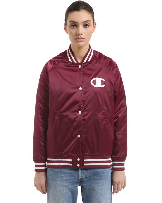 Champion Synthetic Logo Detail Padded Nylon Bomber Jacket 42 in Bordeaux  (Red) - Save 55% | Lyst