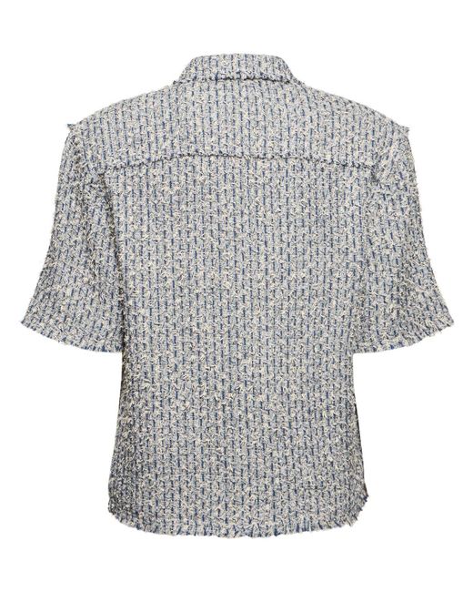 Amiri Gray Cotton Blend Tweed Bouclé S/s Shirt for men
