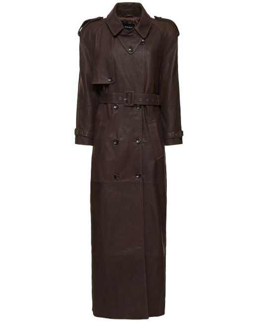 Manokhi Brown Mireia Double Breasted Leather Coat